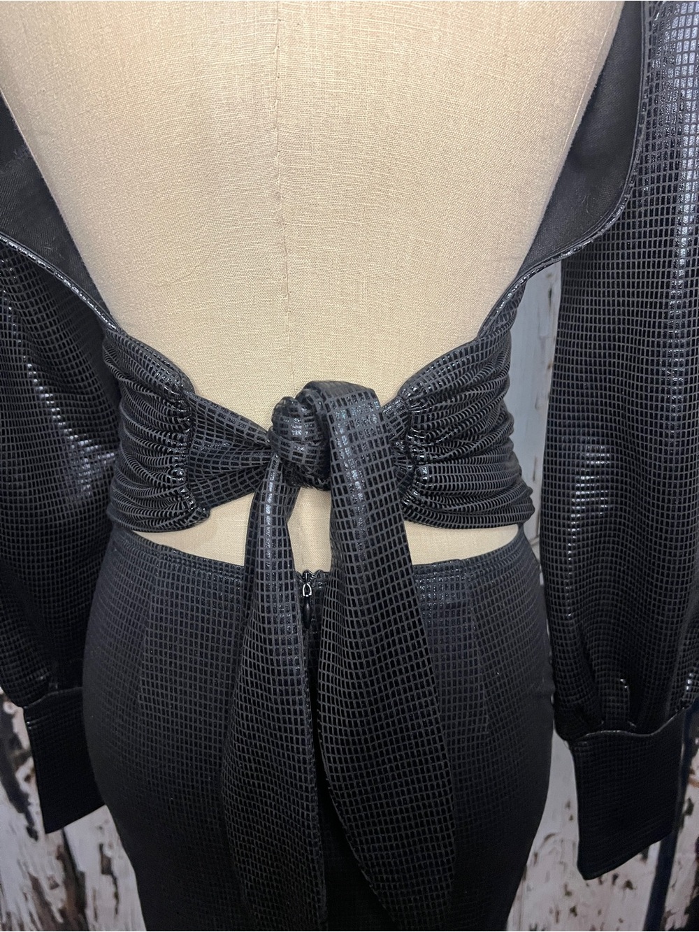 AKIRA Black Long-Sleeve High-Neck Ruched Mini Dress - Picture 6 of 9